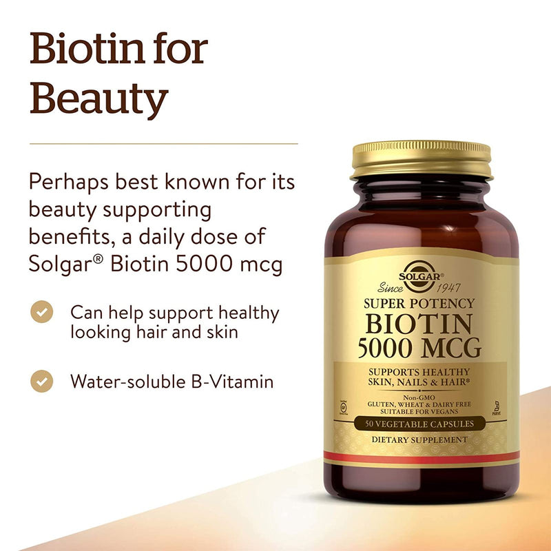 Solgar Biotin 5000 mcg 50 Vegetable Capsules - DailyVita