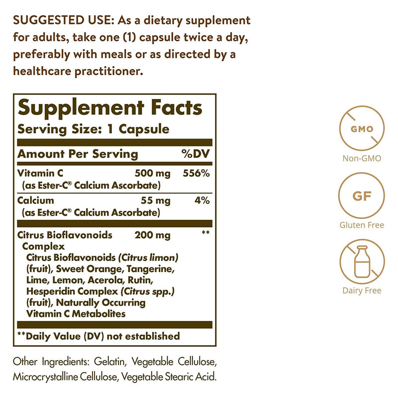 Solgar Ester-C Plus 500 mg Vitamin C 90 Capsules - DailyVita