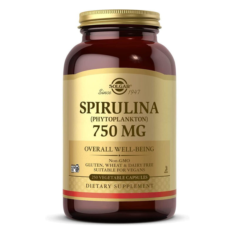 Solgar Spirulina 750 mg 250 Vegetable Capsules - DailyVita