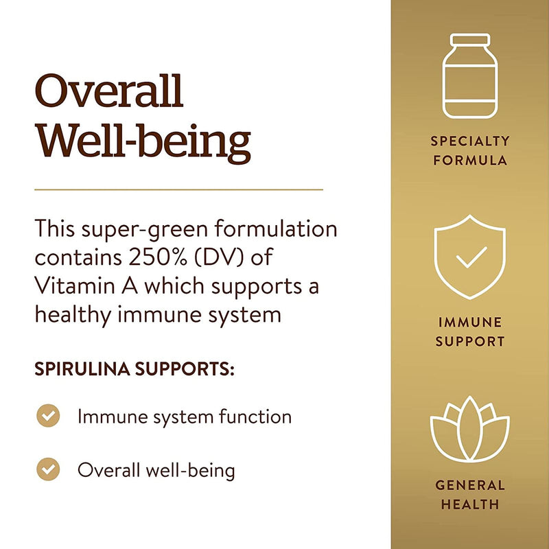 Solgar Spirulina 750 mg 250 Vegetable Capsules - DailyVita