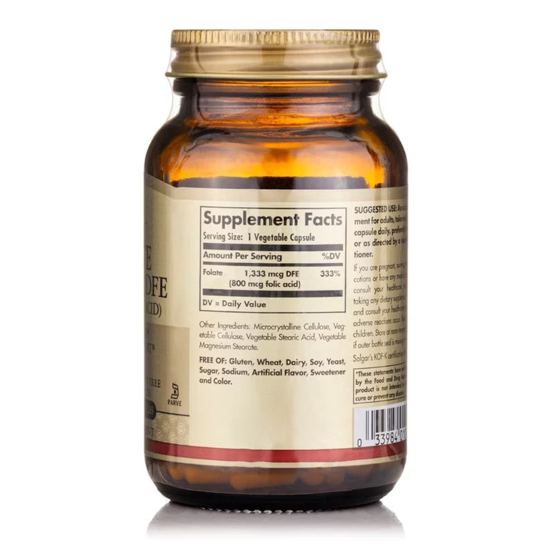 CLEARANCE! Solgar Folic Acid 800 mcg 250 Vegetable Capsules, BEST BY 02/2026 - DailyVita