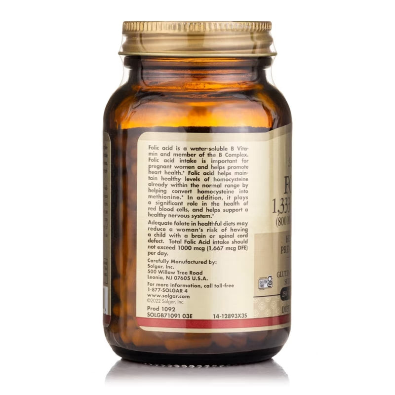 CLEARANCE! Solgar Folic Acid 800 mcg 250 Vegetable Capsules, BEST BY 02/2026 - DailyVita