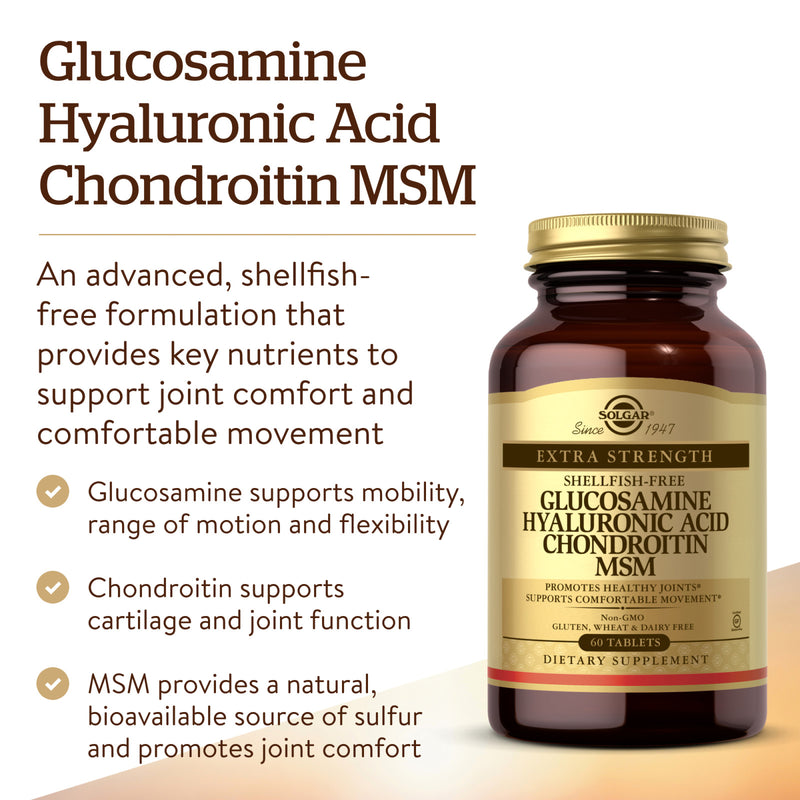 Solgar Glucosamine Hyaluronic Acid Chondroitin MSM (Shellfish-Free) 60 Tablets - DailyVita