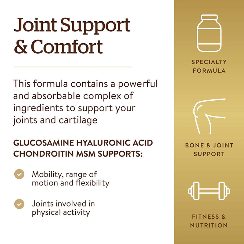 Solgar Glucosamine Hyaluronic Acid Chondroitin MSM (Shellfish-Free) 60 Tablets - DailyVita