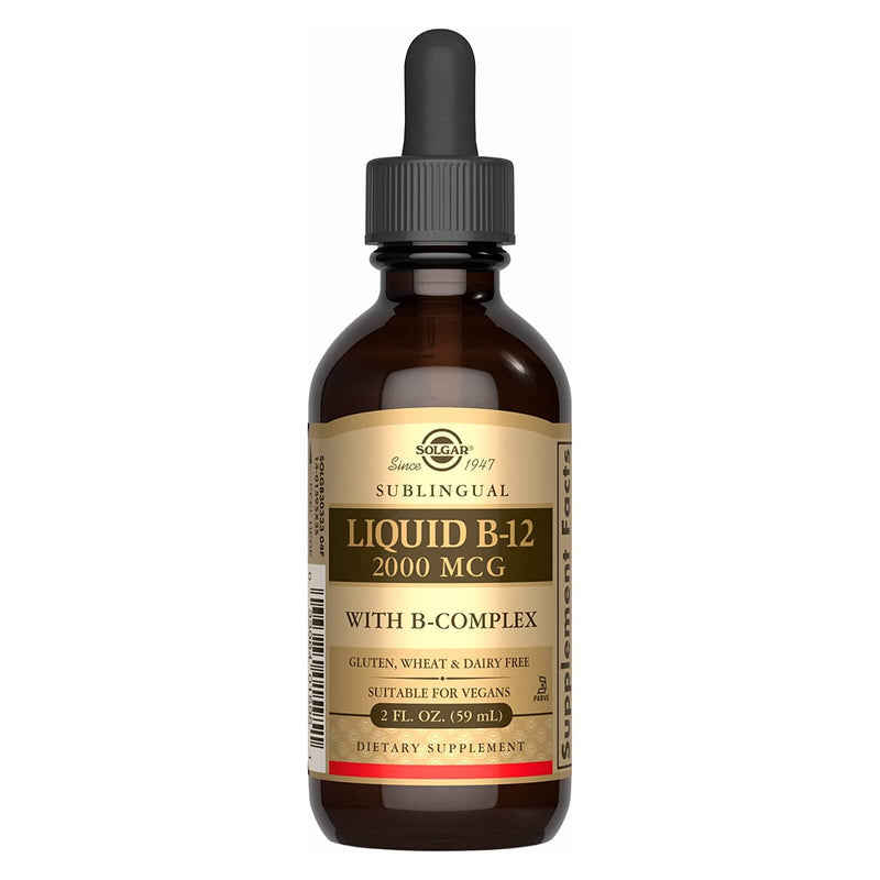 CLEARANCE! Solgar Sublingual Liquid B-12 2000 mcg with B-Complex 2 fl oz, BEST BY 01/2026 - DailyVita