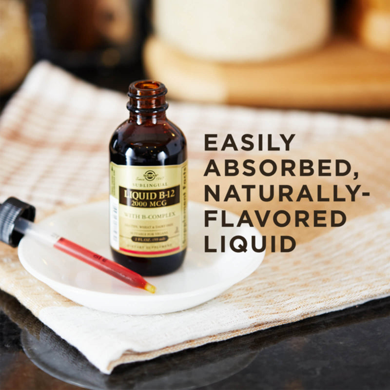 CLEARANCE! Solgar Sublingual Liquid B-12 2000 mcg with B-Complex 2 fl oz, BEST BY 01/2026 - DailyVita