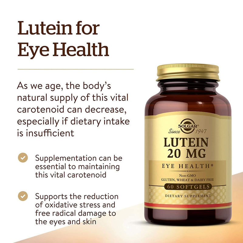 Solgar Lutein 20 mg 60 Softgels - DailyVita