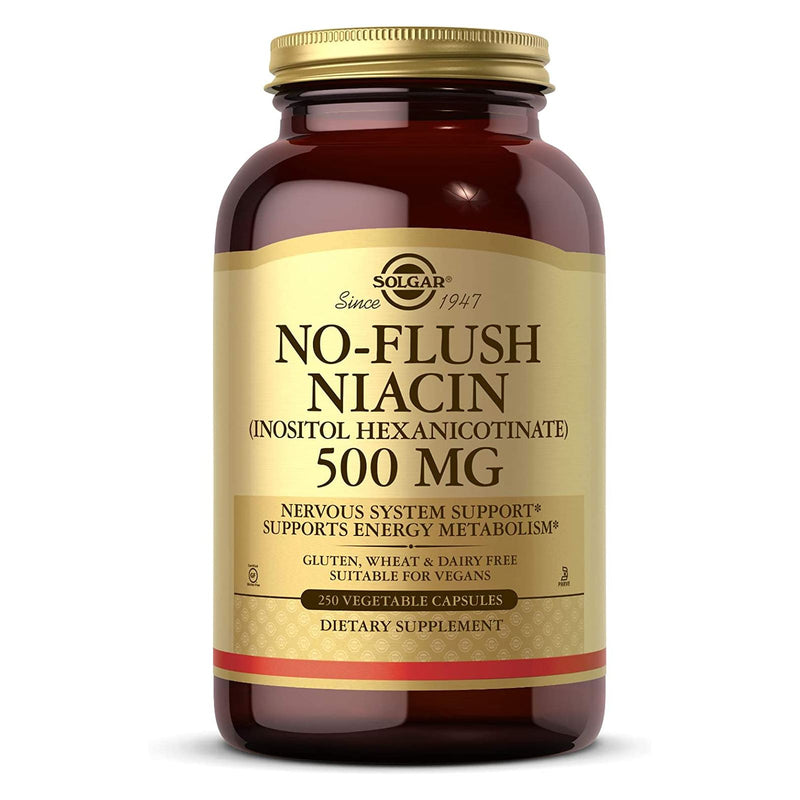 Solgar No-Flush Niacin 500 mg (Vitamin B3) (Inositol Hexanicotinate) 250 Vegetable Capsules - DailyVita