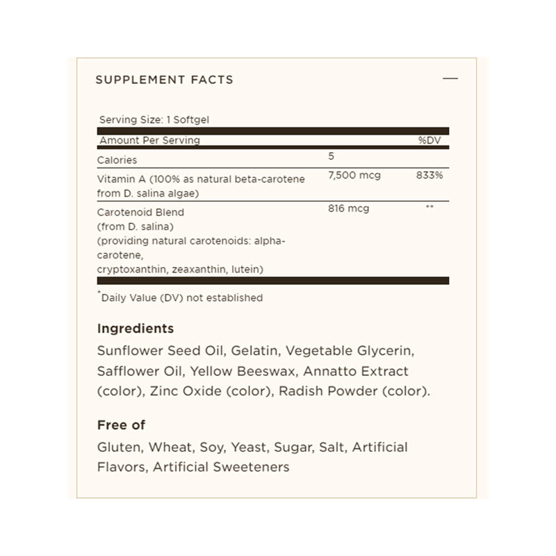 Solgar Oceanic Beta-Carotene 25000 IU 180 Softgels - DailyVita