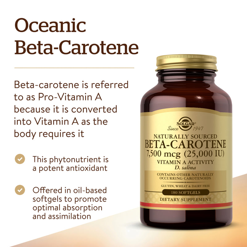 Solgar Oceanic Beta-Carotene 25000 IU 180 Softgels - DailyVita
