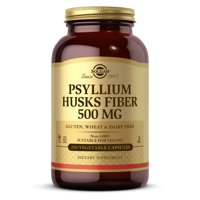 Solgar Psyllium Husks Fiber 500 mg 200 Vegetable Capsules - DailyVita