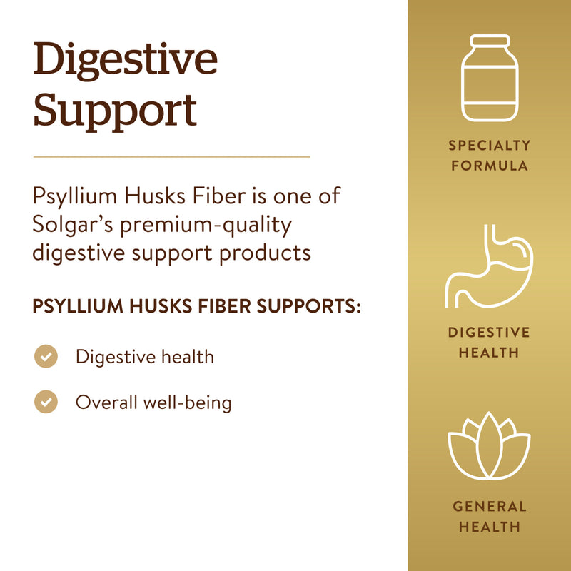 Solgar Psyllium Husks Fiber 500 mg 200 Vegetable Capsules - DailyVita