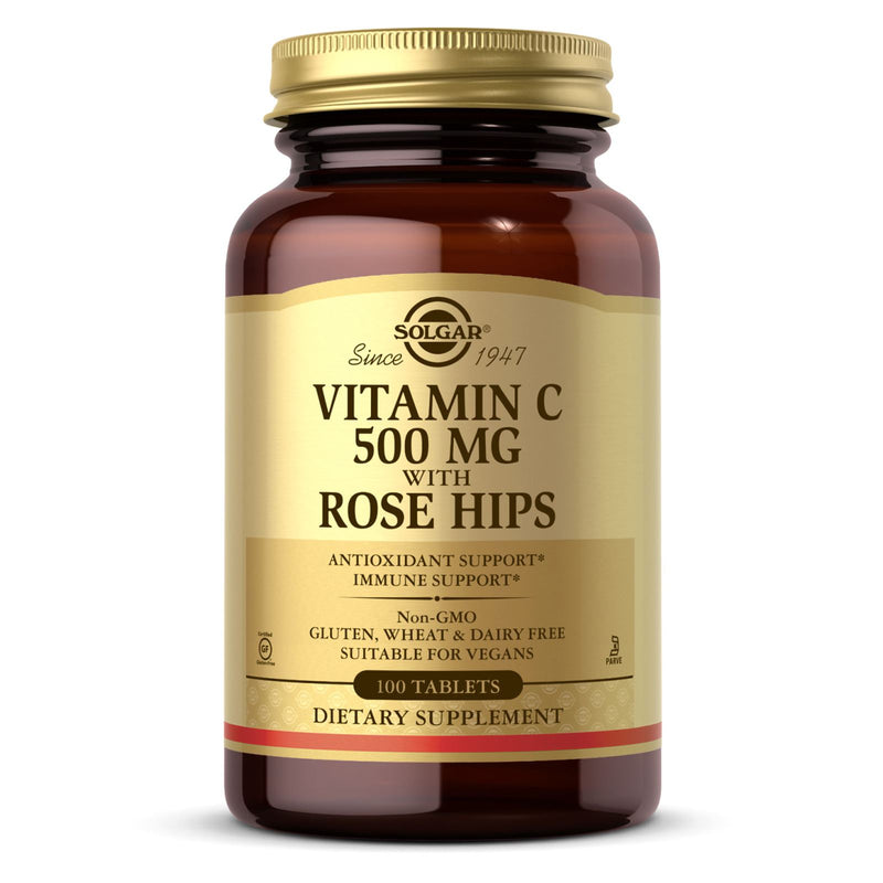 Solgar Vitamin C 500 mg with Rose Hips 100 Tablets - DailyVita