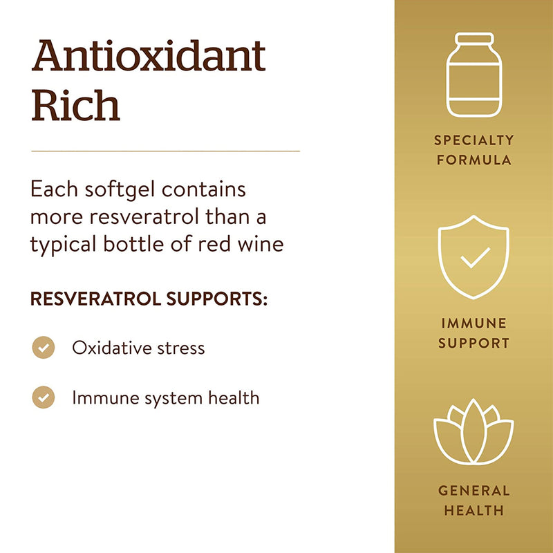 Solgar Resveratrol 250 mg with Red Wine Extract 60 Softgels - DailyVita