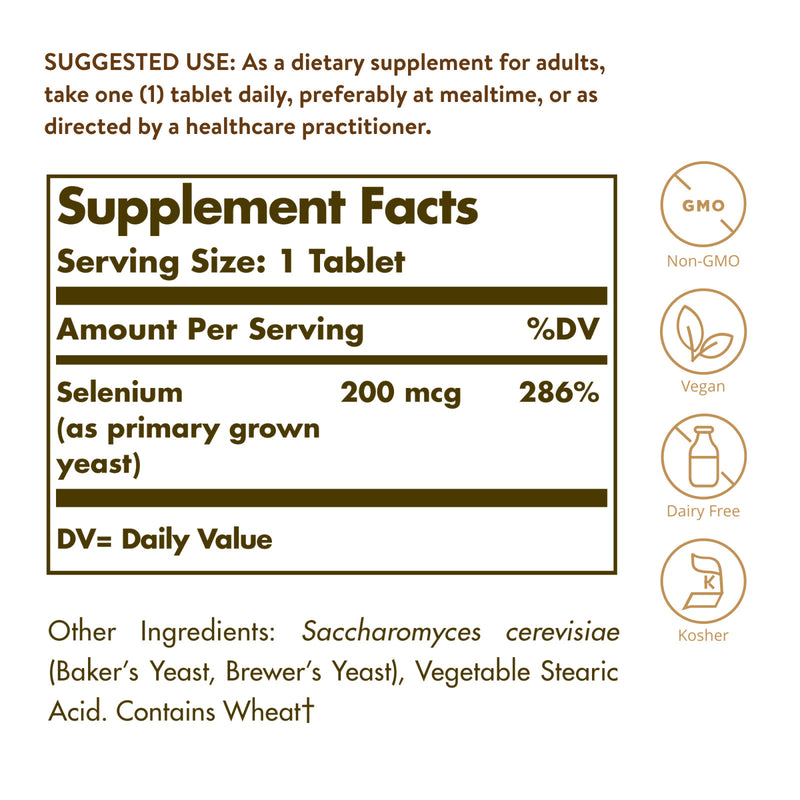 Solgar Selenium 200 mcg 100 Tablets - DailyVita