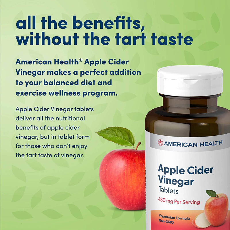 CLEARANCE! American Health Apple Cider Vinegar 480 mg - 200 Tablets, BEST BY 11/2024