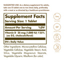 Solgar Vitamin D3 (Cholecalciferol) 25 mcg (1000 IU) 90 Tablets - DailyVita