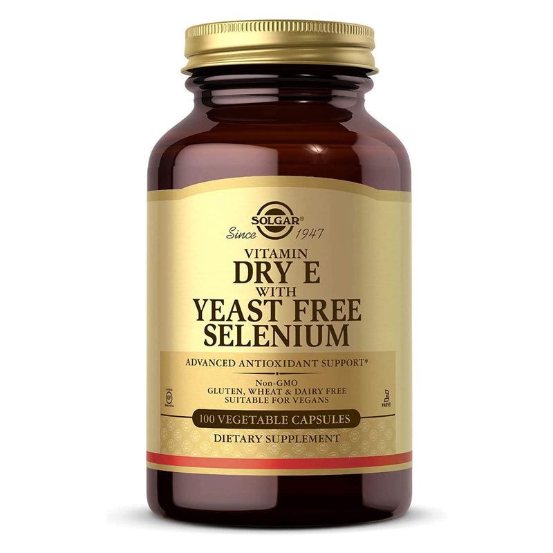 Solgar Dry Vitamin E with Yeast-Free Selenium 100 Vegetable Capsules