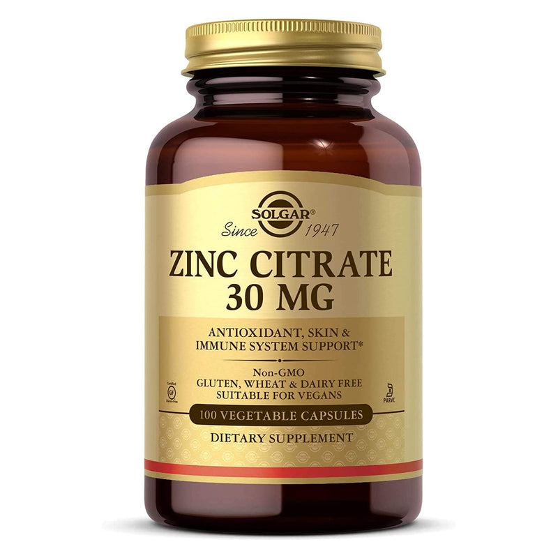 CLEARANCE! Solgar Zinc Citrate 30 mg 100 Vegetable Capsules, BEST BY 10/2023 - DailyVita