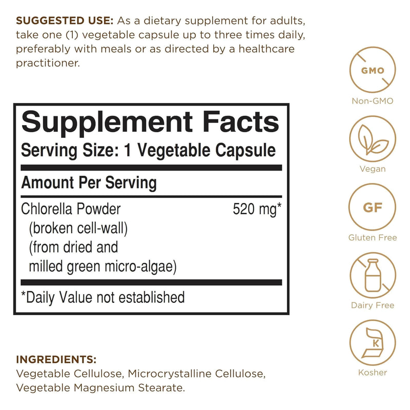 Solgar Chlorella 100 Vegetable Capsules - DailyVita