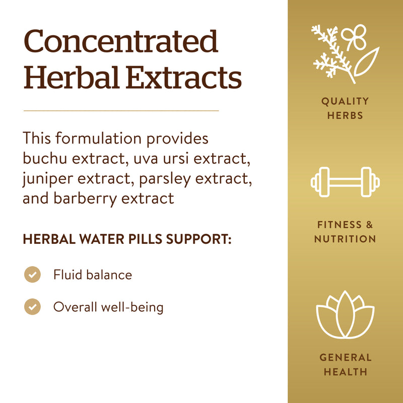 CLEARANCE! Solgar Herbal Water Pill 100 Vegetable Capsules, BEST BY 05/2024 - DailyVita