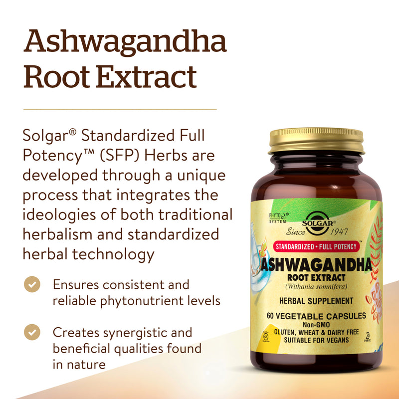 Solgar SFP Ashwagandha Root Extract 60 Vegetable Capsules - DailyVita