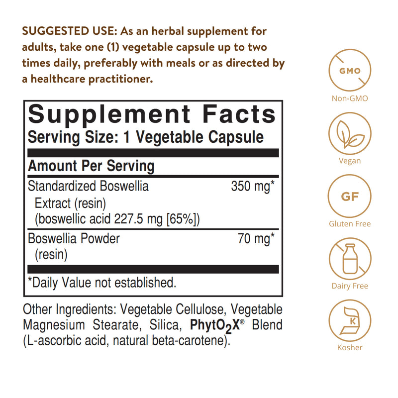 Solgar SFP Boswellia Resin Extract 60 Vegetable Capsules - DailyVita