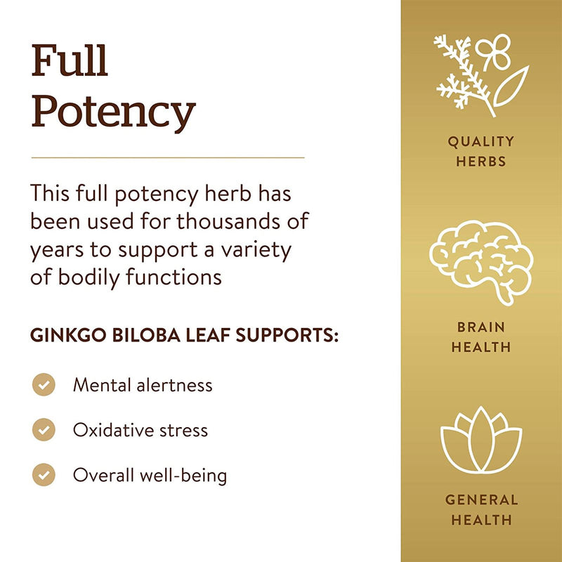 Solgar SFP Ginkgo Biloba Leaf Extract 180 Vegetable Capsules - DailyVita