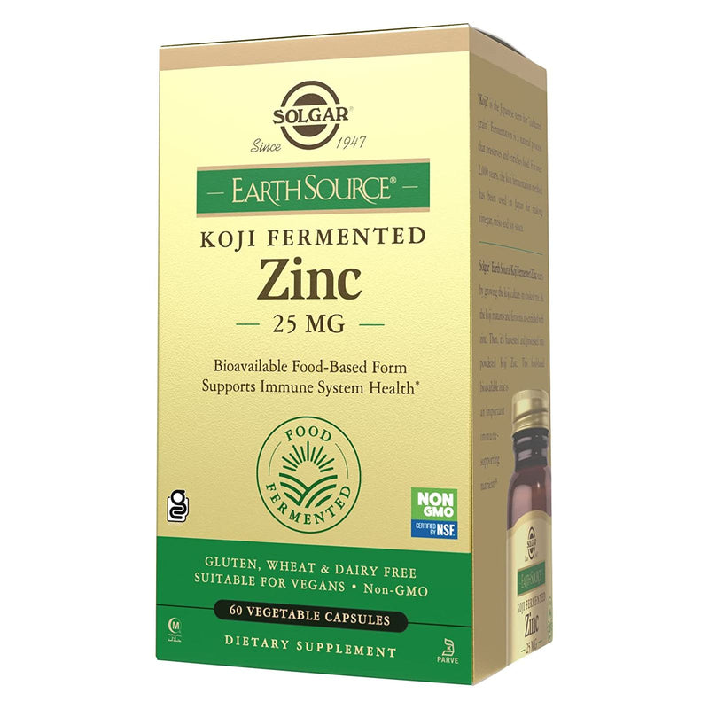 Solgar Earth Source Koji Fermented Zinc 25 mg 60 Vegetable Capsules - DailyVita