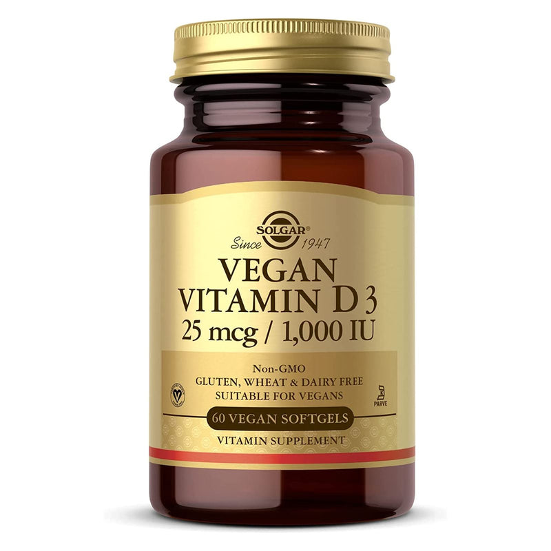 Solgar Vegan Vitamin D3 25 mcg 1000 IU 60 Softgels - DailyVita