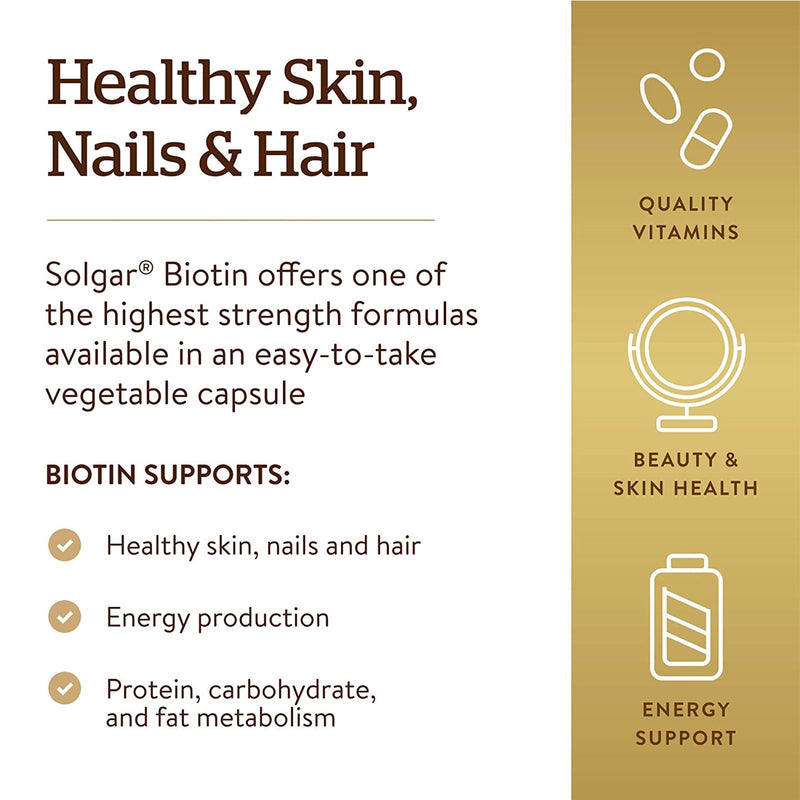 CLEARANCE! Solgar Biotin 10,000 mcg 60 Vegetable Capsules, BEST BY 12/2025 - DailyVita