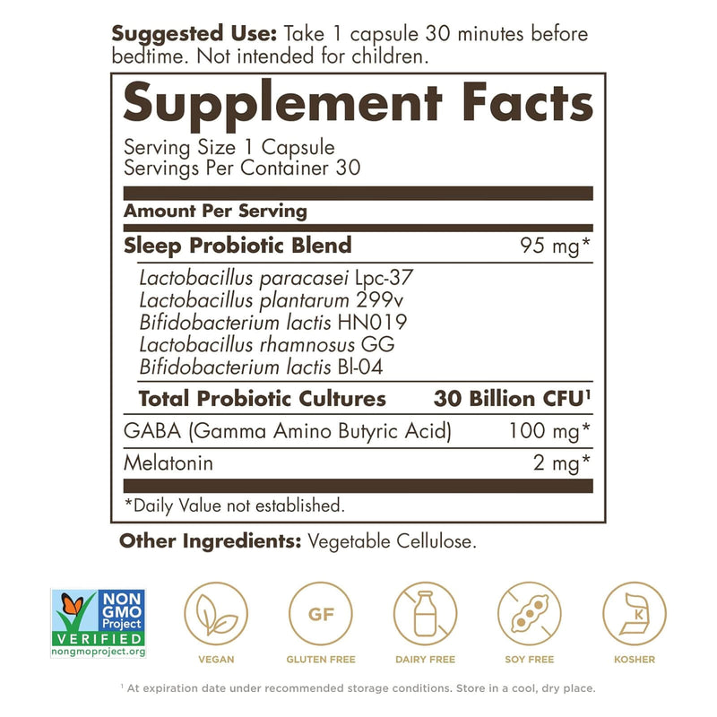 Solgar Advanced Sleep สนับสนุนโปรไบโอติก