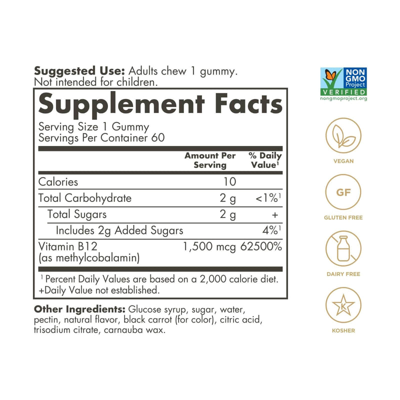 Solgar Ultra Potency B12 GUMMIES 60 Gummies