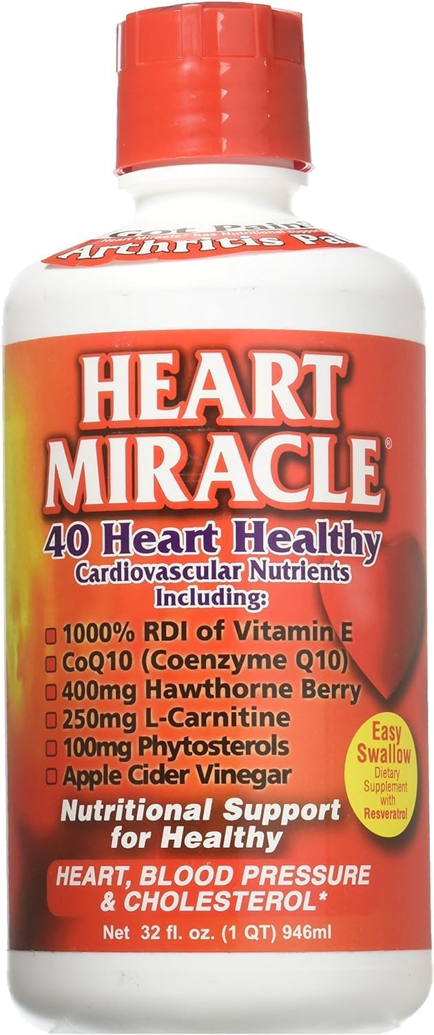 CLEARANCE!  Heart Miracle 32 oz Liquid,  for Blood Pressure, Cholesterol, and Cardiovascular Support 16-32 Servings, BEST BY 01/2025