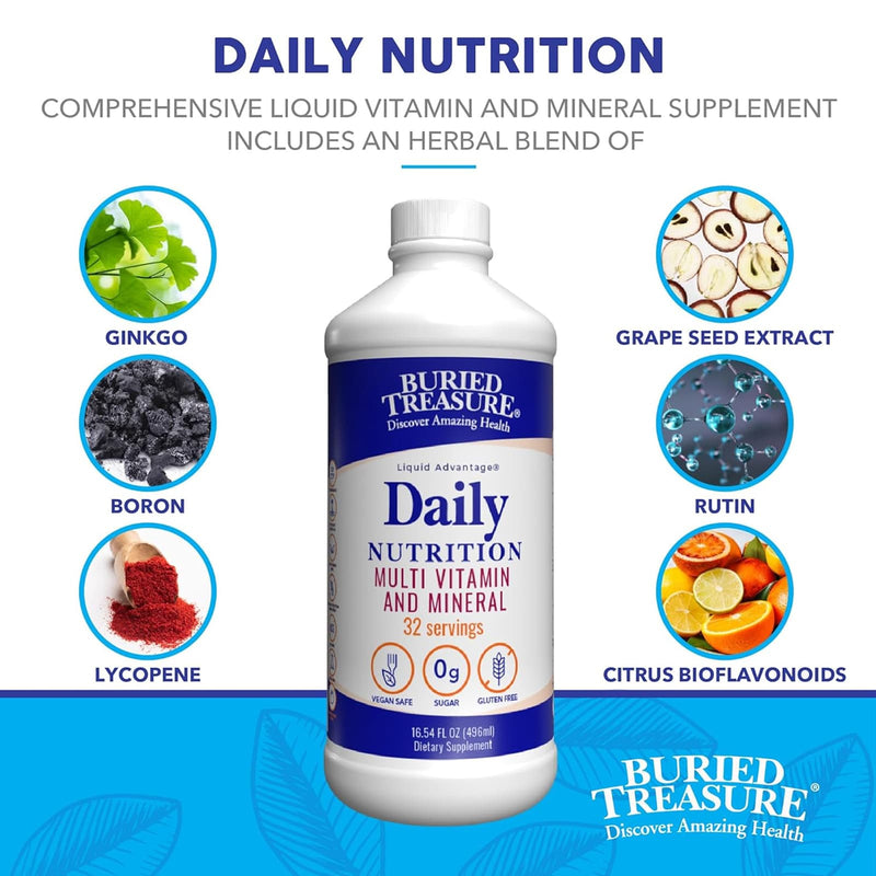 Buried Treasure Daily Nutrition Liquid Multi Vitamins & Minerals 16 oz - DailyVita