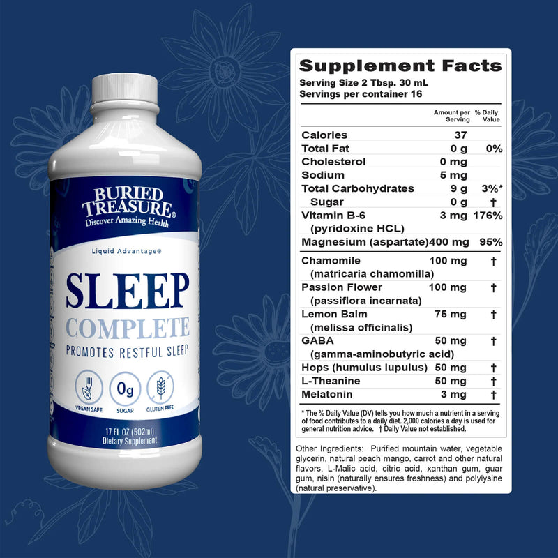 Buried Treasure Sleep Complete Liquid Nutrients 17 fl oz (502 ml) - DailyVita