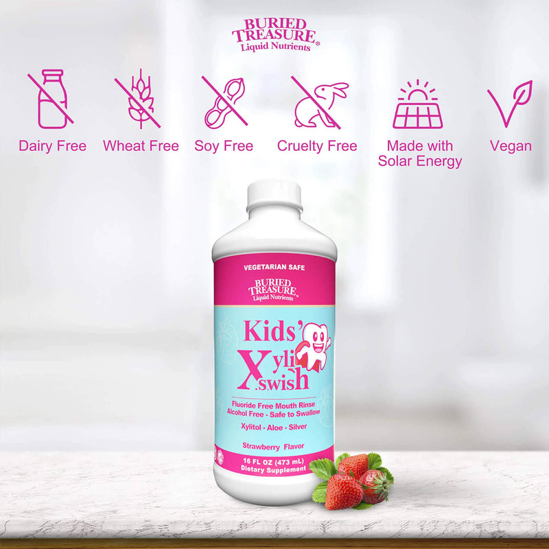 Buried Treasure Kids' XyliSwish All Natural Mouth Rinse Strawberry Flavor - 48 servings - DailyVita