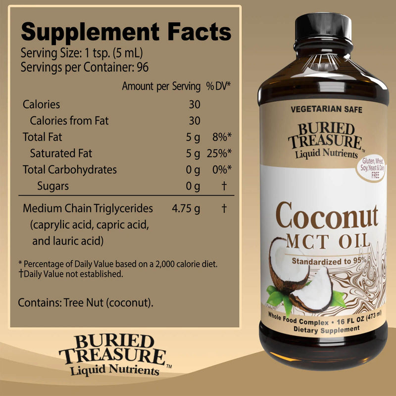 Buried Treasure Coconut MCT Oil Liquid Nutrients 16 fl oz (473 ml) - DailyVita