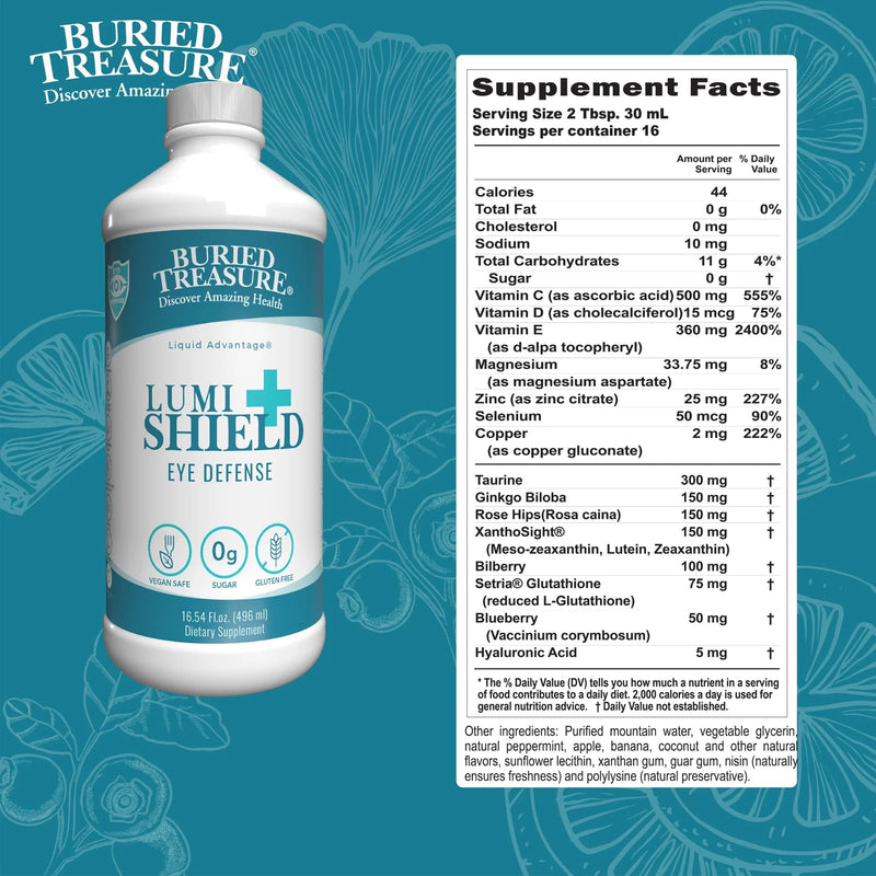 CLEARANCE! Buried Treasure Lumi Shield Plus Eye Health Vitamin Formula 16.54 oz - 16 servings, BEST BY 12/2025 - DailyVita
