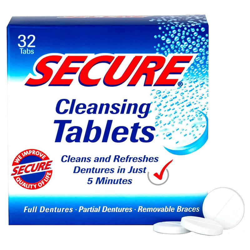 CLEARANCE! Secure Denture Cleanser 32 Tabs, Outer Box Missing or Damaged