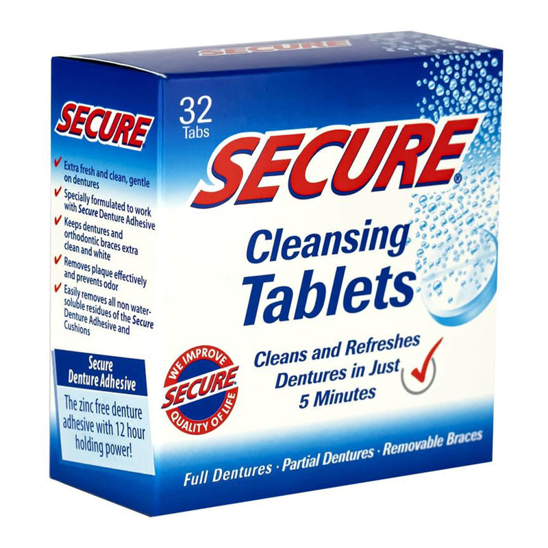 CLEARANCE! Secure Denture Cleanser 32 Tabs, Outer Box Missing or Damaged