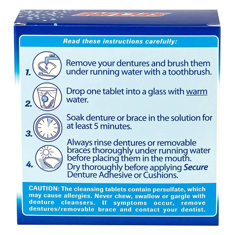 CLEARANCE! Secure Denture Cleanser 32 Tabs, Outer Box Missing or Damaged