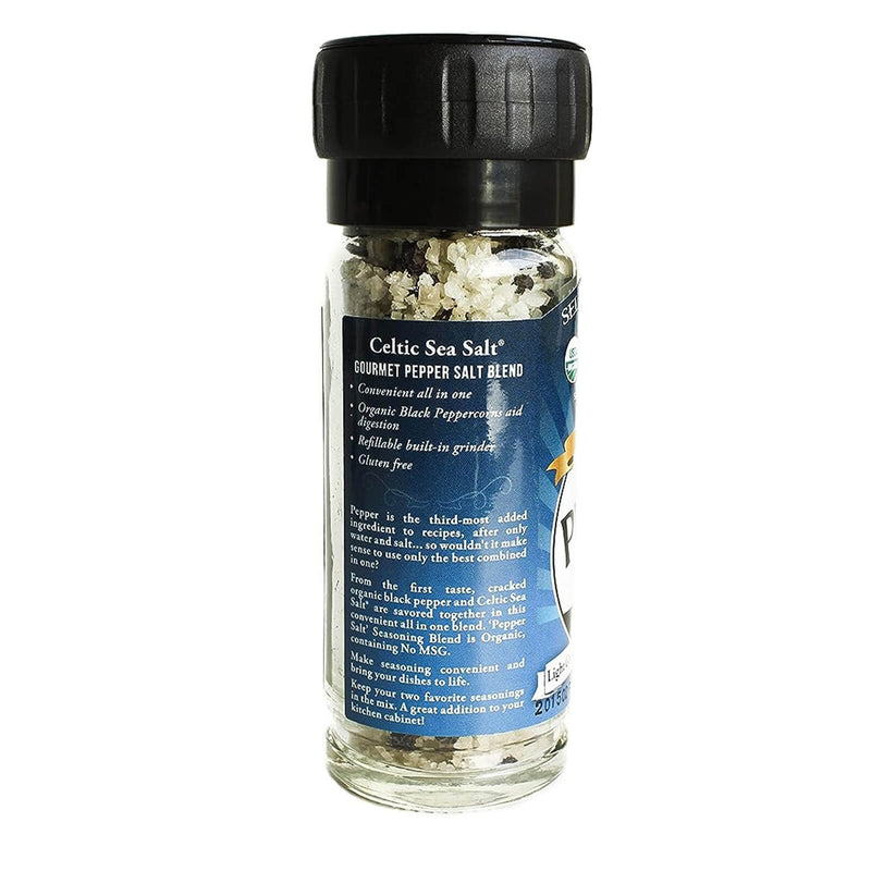 Celtic Sea Salt 2.7 oz. Pepper Salt (All in One) Grinder - DailyVita