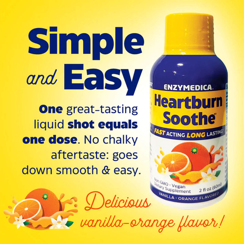 Enzymedica Heartburn Soothe Shots, Vanilla-Orange Flavored - 2 fl. oz - DailyVita
