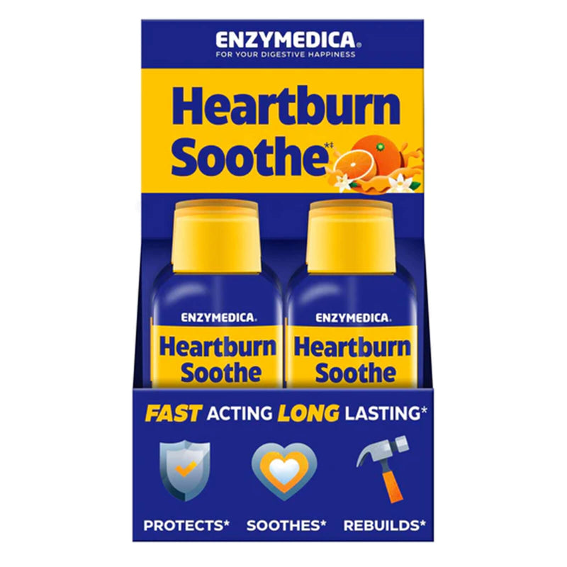 CLEARANCE! Enzymedica Heartburn Soothe Shots, Vanilla-Orange Flavored - 6 Pack (2 fl. oz / 60 ml each), BEST BY 02/2025