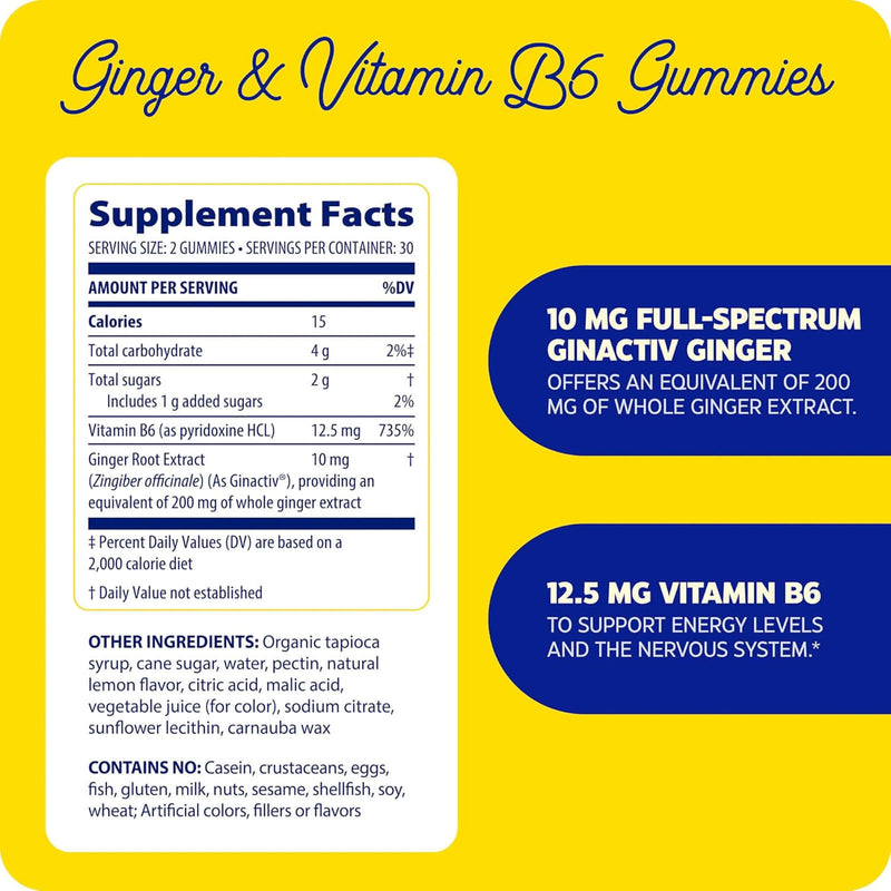 Enzymedica Ginger & vitamin B6 Gummies 60 Gummies