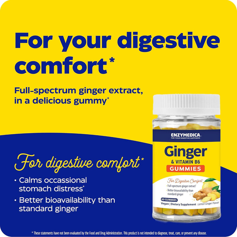 Enzymedica Ginger & vitamin B6 Gummies 60 Gummies