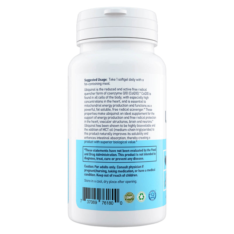 Woohoo Natural Ubiquinol Extra Strength 200 mg 60 Softgels - DailyVita
