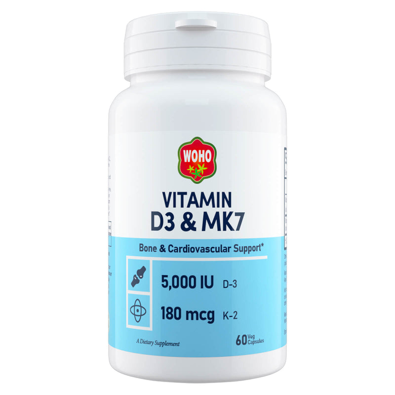 CLEARANCE! Woohoo Natural Vitamin D3 & MK7 60 Veg Capsules, BEST BY 11/2024