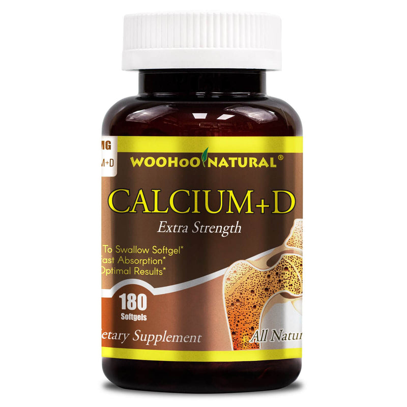 CLEARANCE! WooHoo Natural Calcium with Vitamin D Extra Strength 600 mg 180 Softgels, BEST BY 01/2024 - DailyVita